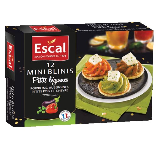One box with 12 mini blinis with vegetables
